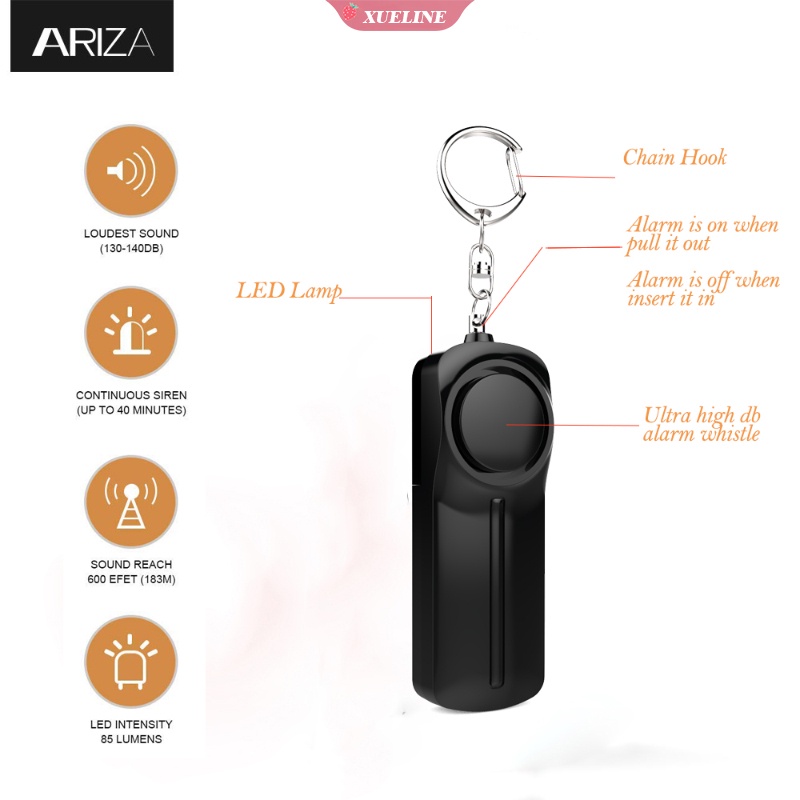1pc Gantungan Kunci alarm Bela Diri 130dB Dengan Lampu LED SOS Untuk Keamanan Pribadi Anak / Orang Tua