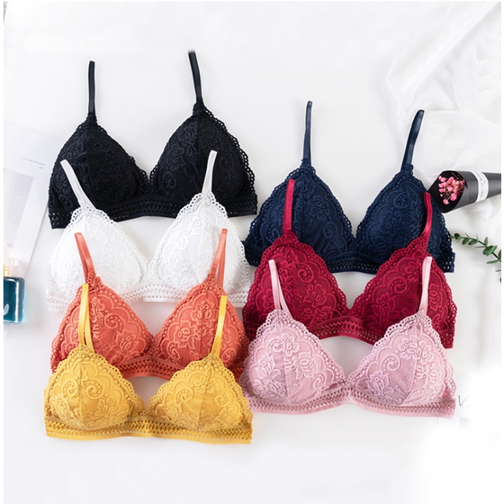 Bra Seksi Bra Tanpa Kawat Bra Renda Bra Fashion Bra kekinian Bra Bunga 02#