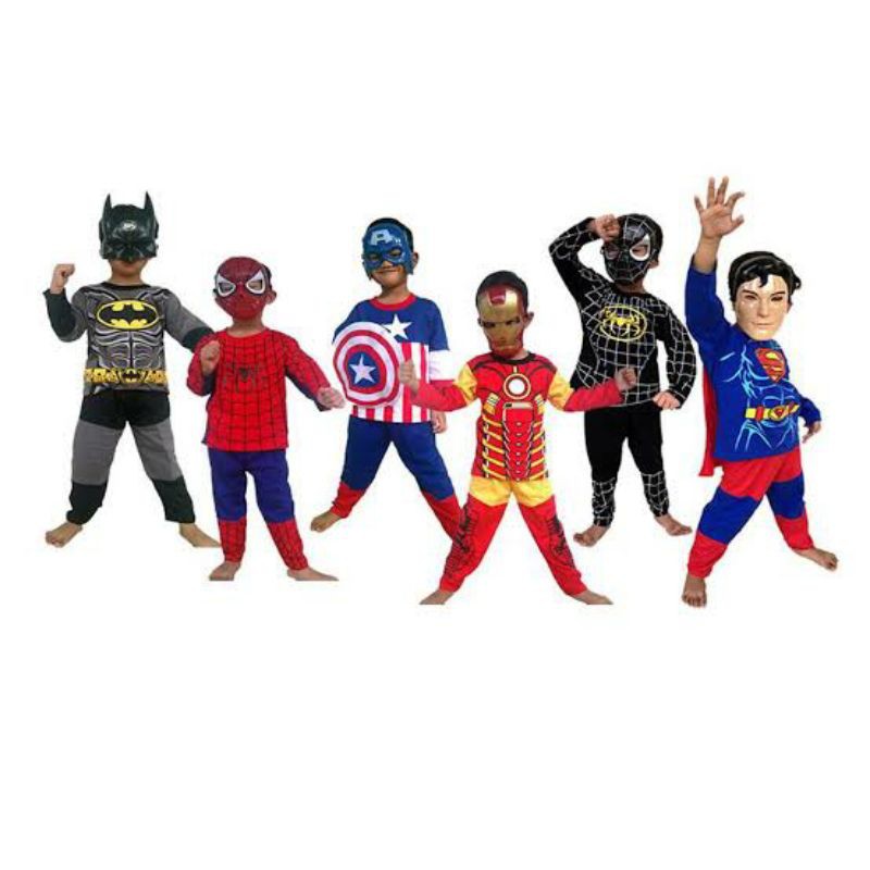 SETELAN CUSTOM ANAK AVENGERS MARVEL KIDS SUPER HERO SPIDERMAN SUPERMAN CAPTAIN AMERIKA BATMAN MURAH