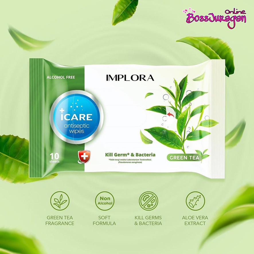 (BOSS) IMPLORA ( Tissue Basah) I CARE ANTI SEPTIC WIPES 50 SCEETS