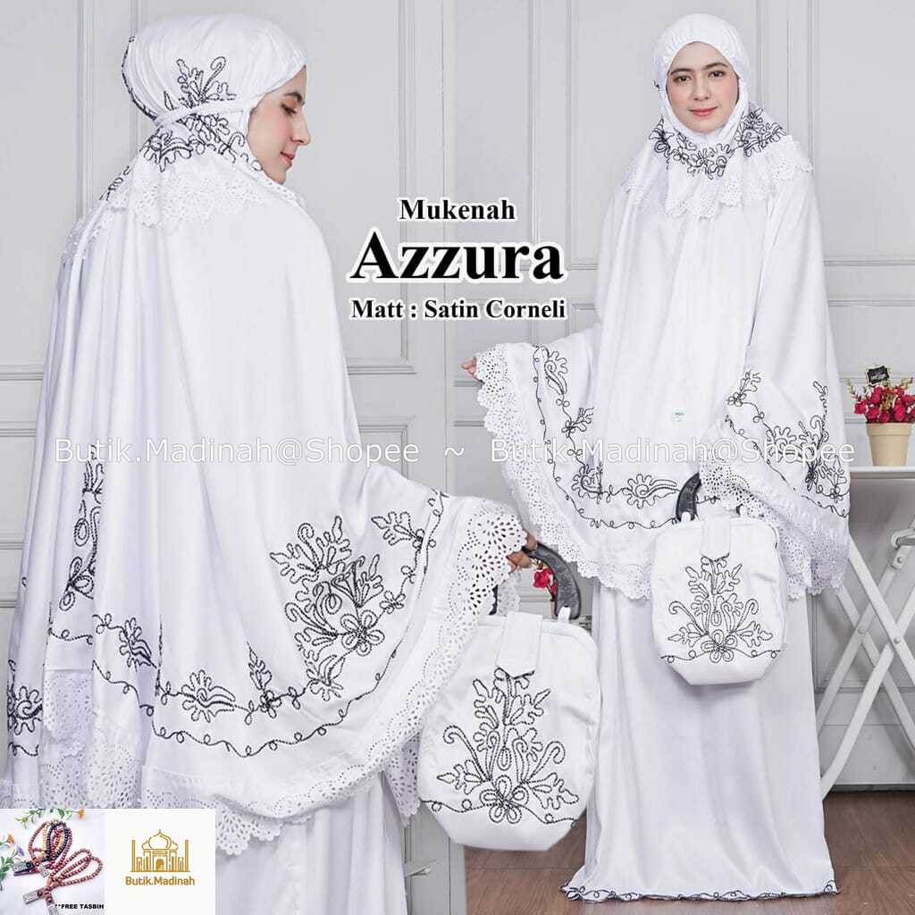 BUTIK.MADINAH MUKENA DEWASA AZZURA BORDIR 3D TIMBUL ROBERTO CORNELI SUTRA VELVET