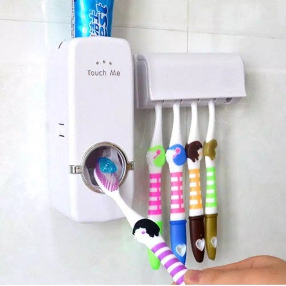 DISPENSER ODOL TOUCH ME TEMPAT GANTUNGAN SIKAT PASTA GIGI KAMAR MANDI-RTG 013-PUTIH NEW