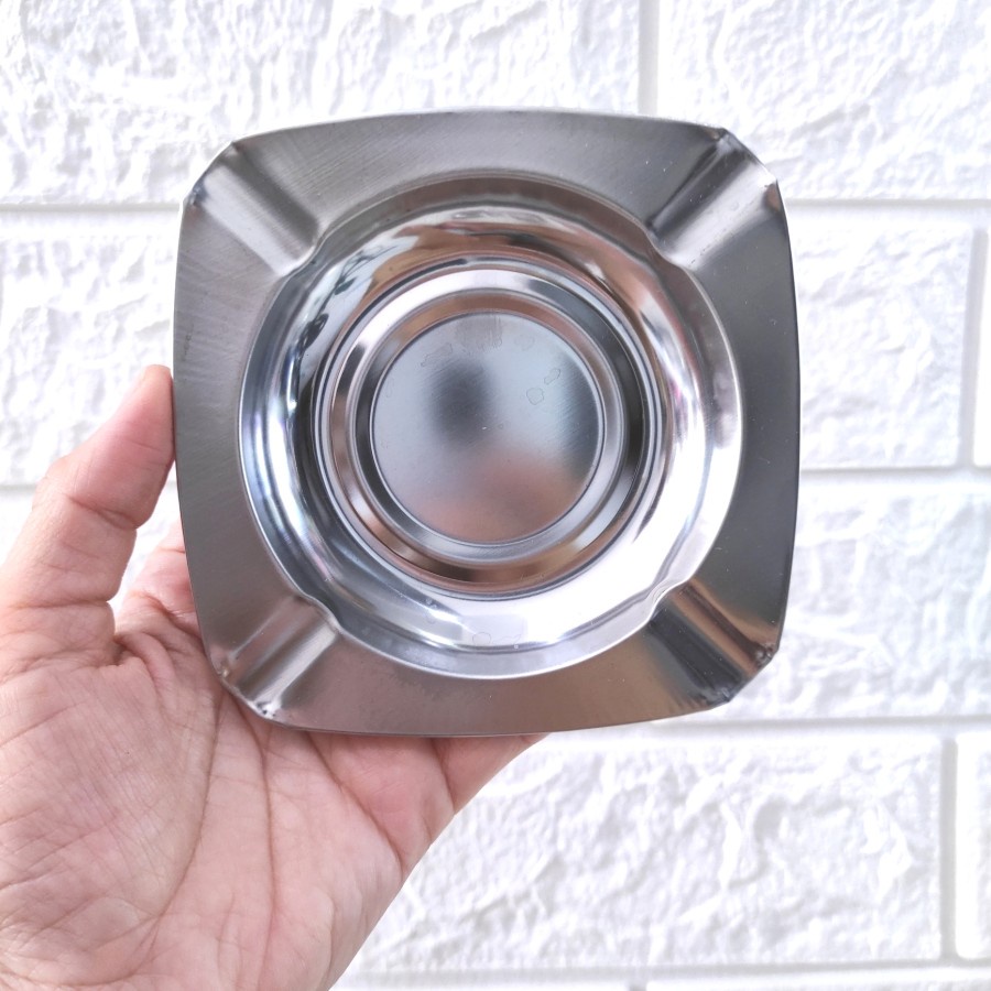 Asbak Stainless Steel Besi Segi Empat Kotak Bulat