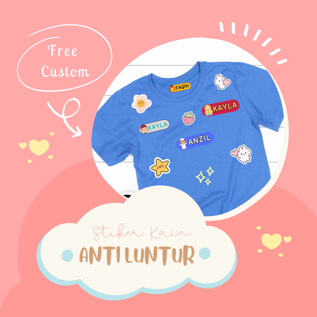 

Stiker Kain Sablon Kain Label Nama Baju Karakter Anak Sekolah Pesantren Asrama Name Tag Laundry Sticker Sablon Setrika DTF IF Digital Custom Siap Press by Hilfa Kids