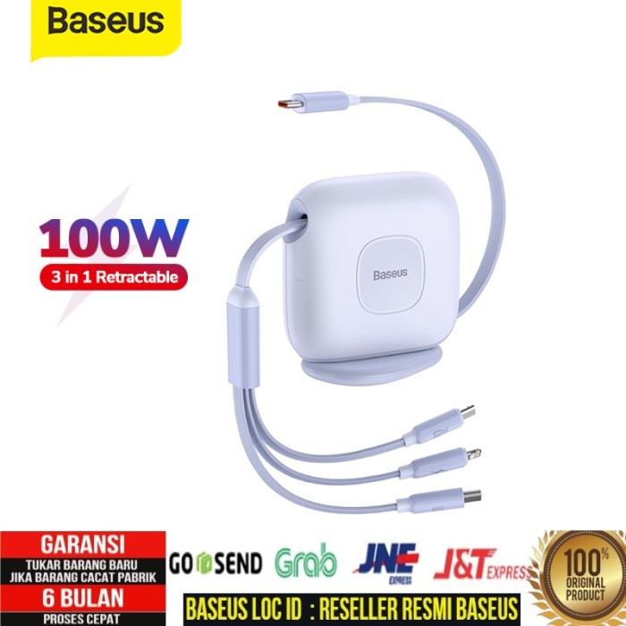 Baseus 3IN1 100W Kabel Data Retractable Fast Charging Micro Iphone C