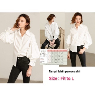 KEMEJA KERJA PUTIH LENGAN PANJANG WANITA/BLOUSE PUTIH WANITA LENGAN PANJANG BALON BAHAN COTTON MENYE