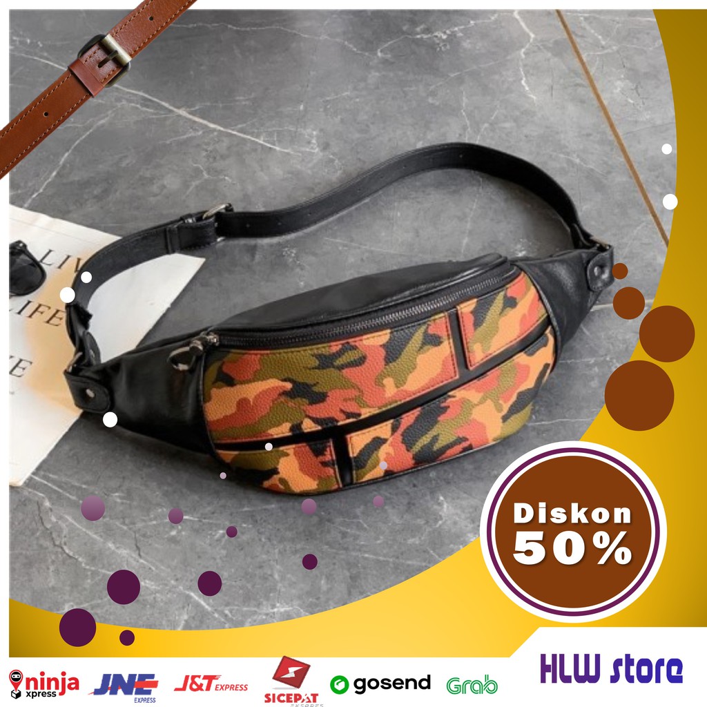 Tas Depan Selempang Kulit Pria Cowok Keren Slingbag Waistbag 03