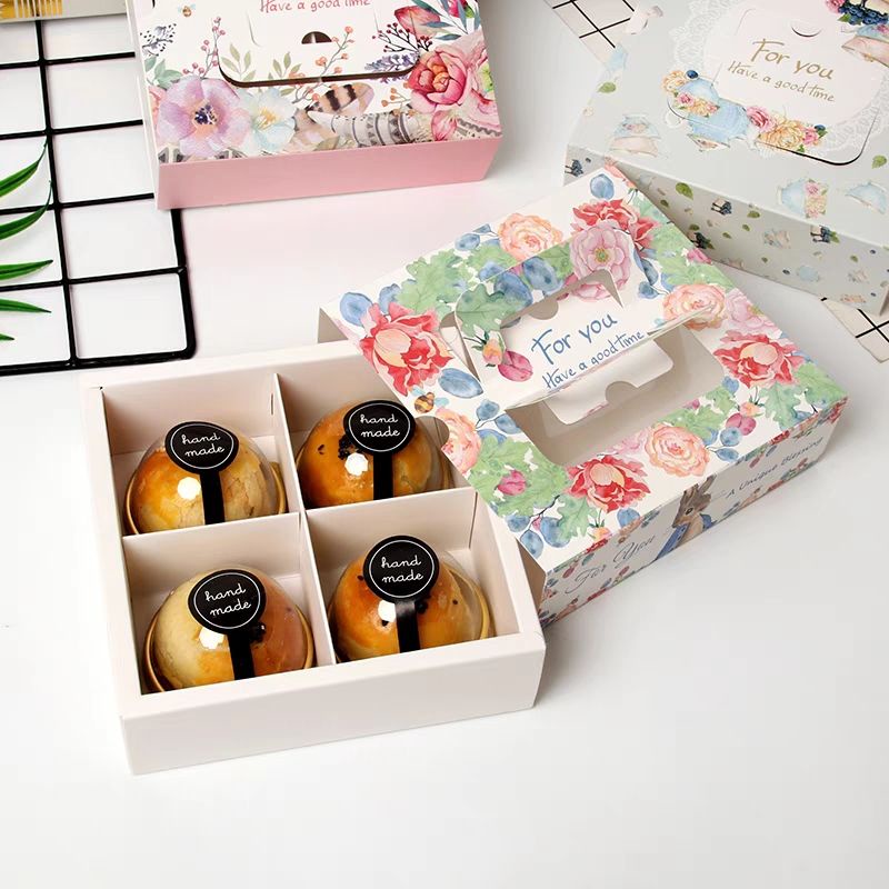Box kue mooncake sekat 4 packaging kotak mooncake sekat 4