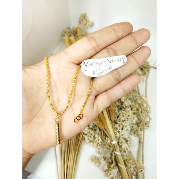 TOP 1 Kalung plintir bambu 45cm ( warna mirip emas 24k)