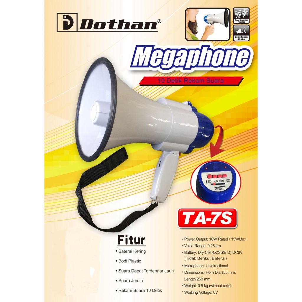 MEGAPHONE DOTHAN TA 7 S / PENGERAS SUARA DOTHAN TA 7S / TA7S + SIRINE