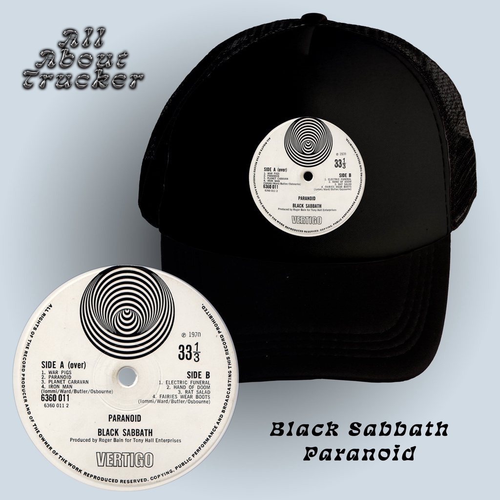 Trucker Hat Black Sabbath - Paranoid | CD Edition | Topi Jaring Black Sabbath