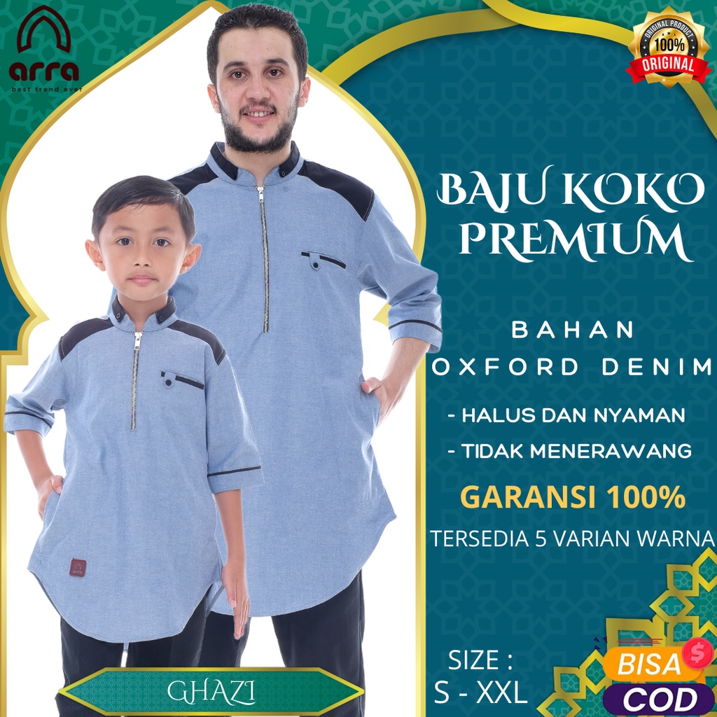Baju Muslim Koko Kurta Pakistan Couple Keluarga Ayah Dan Anak Laki Laki Dewasa Lengan Pendek Premium