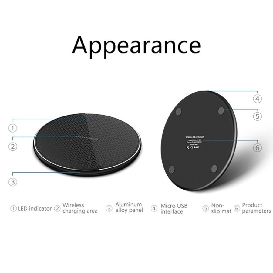 Papan Cas Charger Wireless Pad 10W 2A Fast Charging Charge Qi Nirkabel