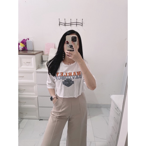 Tshirt crop harleys | kaos crop oversize | croptop kaos gambar/polos wanita | kaos crop oversize wanita | kaos murah import | aquarius boutique89 grosir