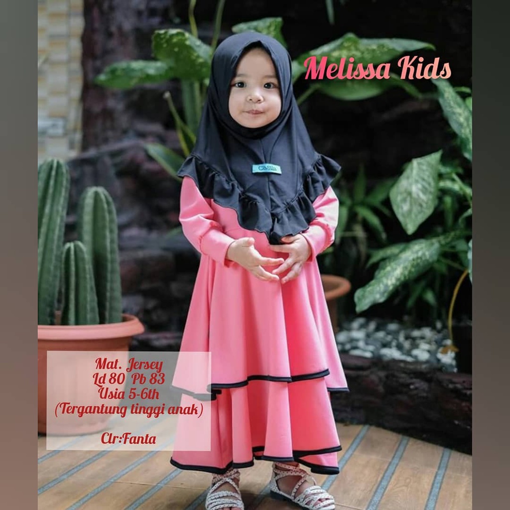 MELISA KIDS BO KF 5-6 Tahun JERSEY Dapat GAMIS + KHIMAR/HIJAB  UKURAN ALL SIZE FIT TO L BAHAN ADEM  DAN NYAMAN DI PAKAI  BAJU KIDSS 2022