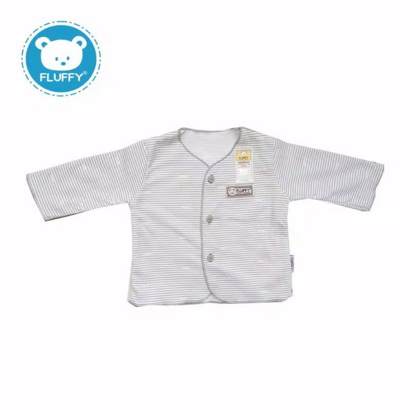 Baju Panjang Neci Fluffy newborn seri abu grey putih white piyama bayi kemeja anak SNI