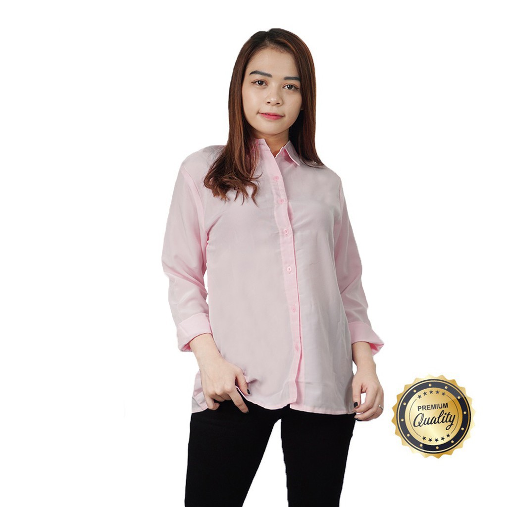 KEMEJA OFFICE/KEMEJA DIAN/KEMEJA BASIC KUALITAS PREMIUM BAHAN TWISCONE FIT TO M,L&XL HIGH QUALITY-pink