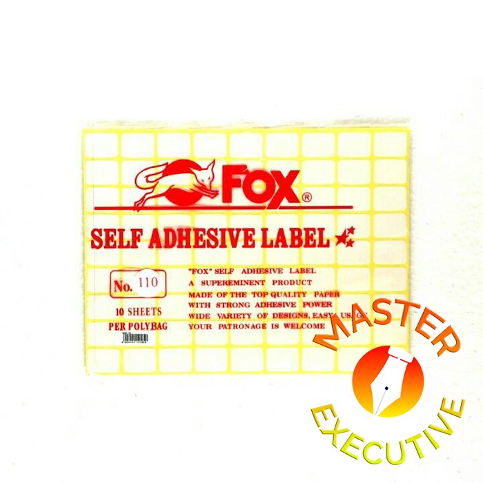 [Pak - 10 lembar] Fox Label Stiker 110 / Undangan / Nama / Self Adhesive Sticker