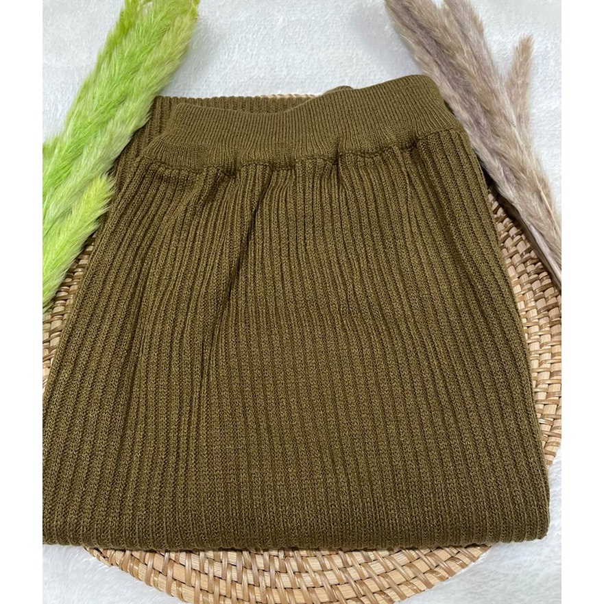 Rok span rajut,Rok wanita premium,Rok tebal knit-COKLAT BROWNZE