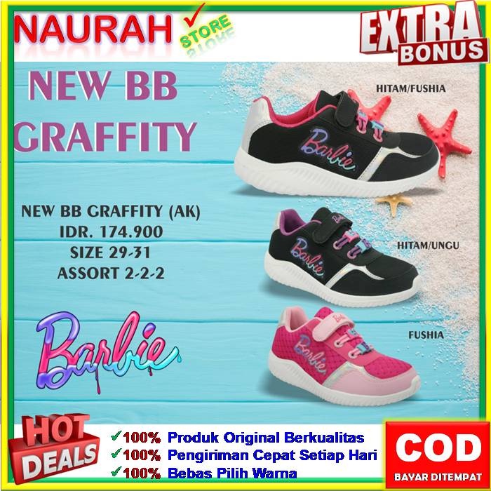 SEPATU ANDO ANAK NEW BARBIE GRAFITTY SNEAKERS ANAK 100% ORIGINAL KUALITAS IMPORT ANTI SLIP NYAMAN EMPUK AWET SOL