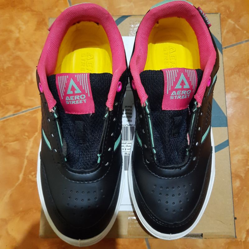 Preloved Aerostreet Tokyo Hitam Fushia - Sepatu Sneakers Casual Pria Wanita Aero Street + Masker Ram
