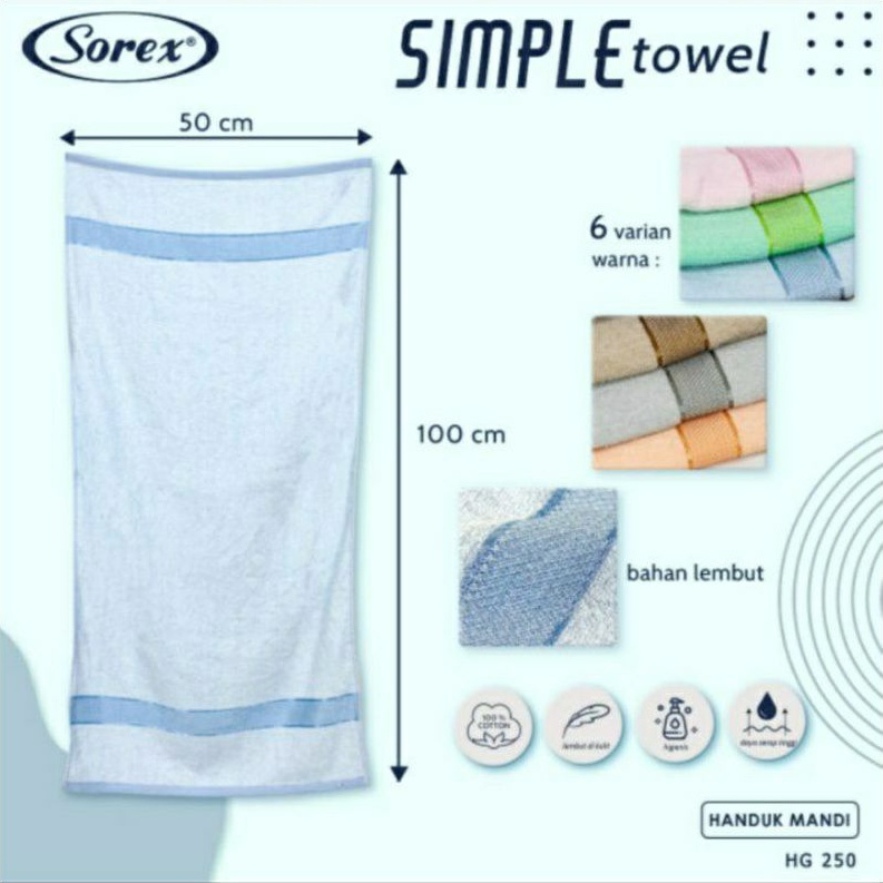 Handuk Bayi Sorex Jumbo 140x70 | 100x50 cm Simple Towel Handuk Anak Lembut Sorex HG 250 | HM 150