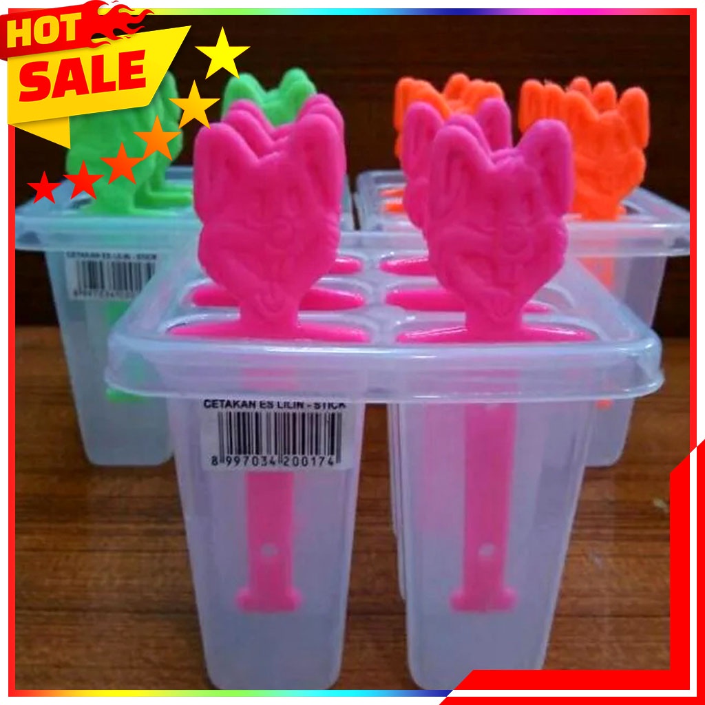 1 Pcs Cetakan Es Lilin - Cetakan Jelly - Agar + Stik - 1 Pcs Cetakan Ice Cream - Cetakan Jelly 6 Lubang - Cetakan Es Krim Free Stick Karakter