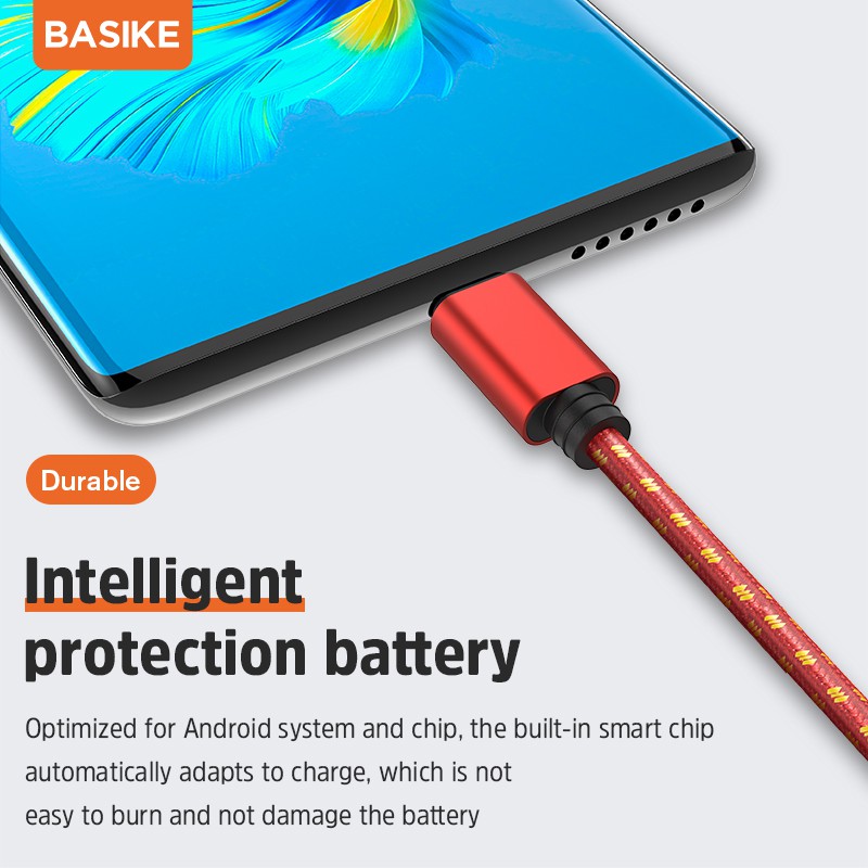 Kabel Data Type C Fast Charging BASIKE Cable Android Tangle-free Charger Xiaomi Oppo Samsung Vivo