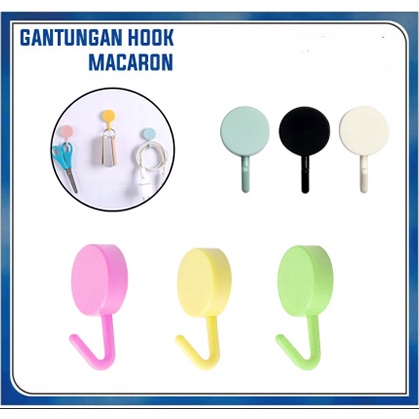 Gantungan HOOK Baju MACARON Bulat Tempel Dinding / Wall Hook Stiker Dinding Kail Tempel Kuat Multifungsi Serbaguna