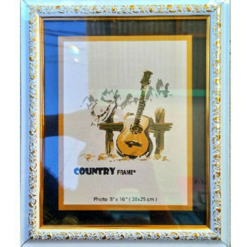 Bingkai foto 8r/10r (20x25) ukir putih emas