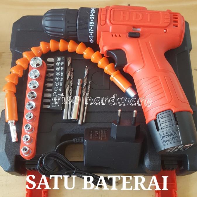 Mesin Bor Set Cordless Satu Baterai Drill Battery Xenon Mollar Hdt Hnl Termurah