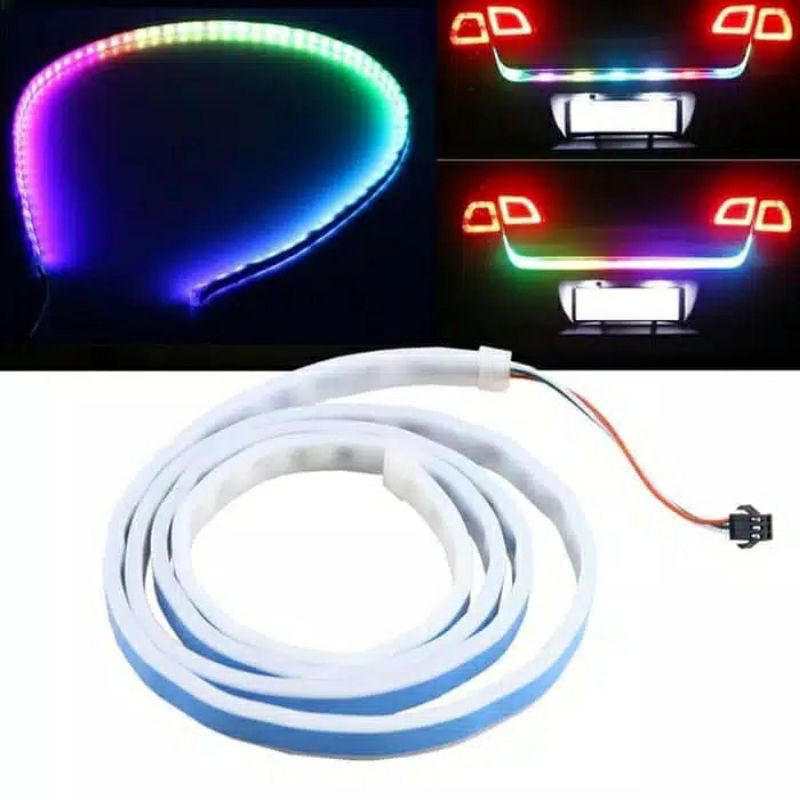 Lampu LED bagasi mobil 120 cm LED trunk RGB warna pelangi
