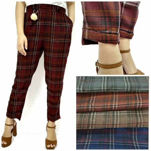Celana tartan flanel