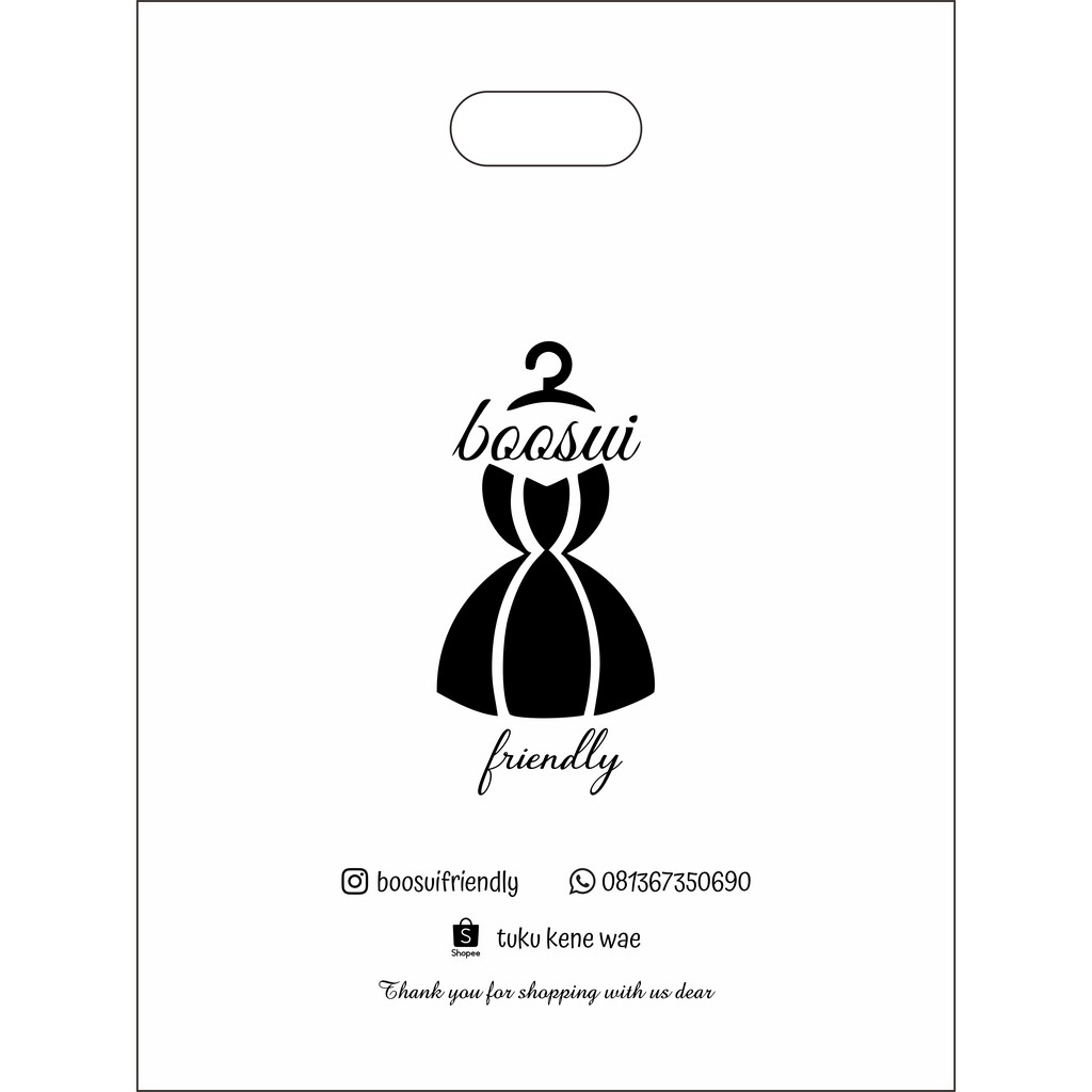 Plastik Sablon Custom Olshop Plong HD 15x22 Free Design isi 50pcs