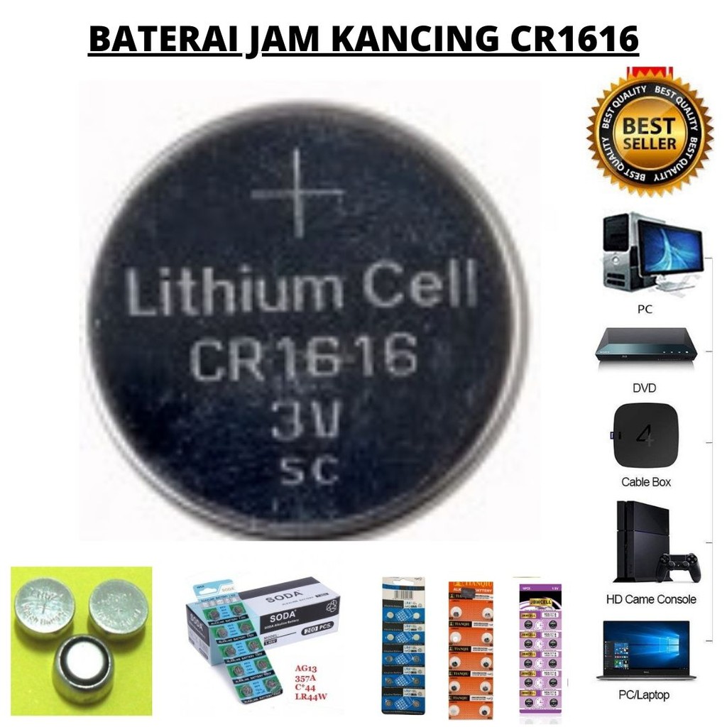 Baterai Jam Kancing Serbaguna CR1616 CR1632 CR2016 CR2025 CR2032 CR2450 1 PCS 111107