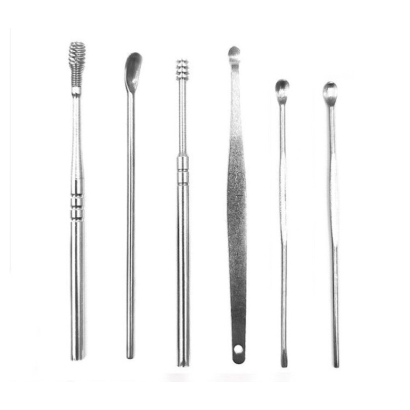 PEMBERSIH TELINGA KOREK KUPING EAR WAX PICKER 1 SET ISI 6 PCS / KOREK KUPING STAINLESS - BENUA DUNIA