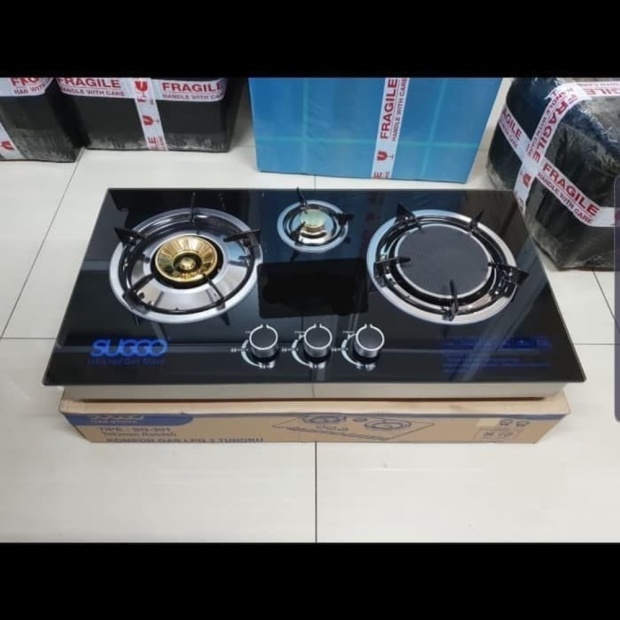 Dijual Kompor Gas 3 Tungku Kaca Suggo SG-301 Berkualitas