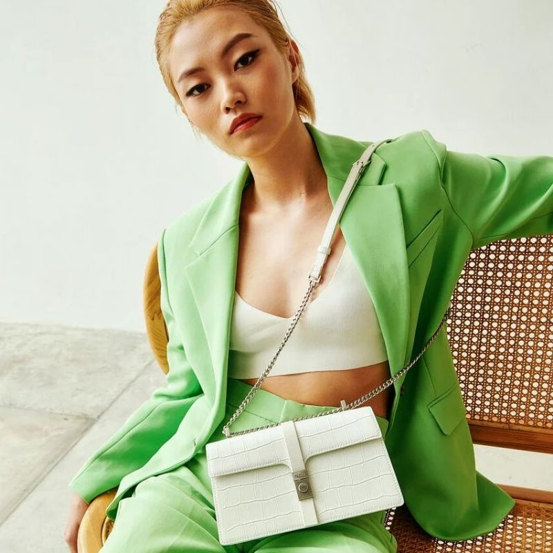 8.8 SALE | PDRO Leather Croc-Effect Shoulder Bag