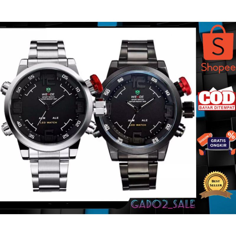 Weide WH2309B Jam Tangan Pria Wanita Sport Quartz Fashion Analog Stainless Steel - SILVER