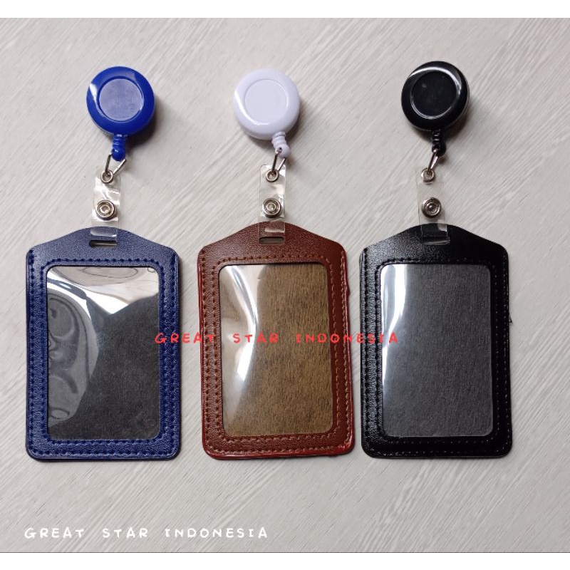 

FRAME ID KULIT SINTETIS + YOYO SOLID GANTUNGAN ID CARD 1 SET