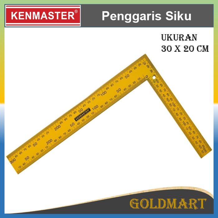 Penggaris Siku Baja 20 x 30 cm / Kenmaster Penggaris Siku Tukang