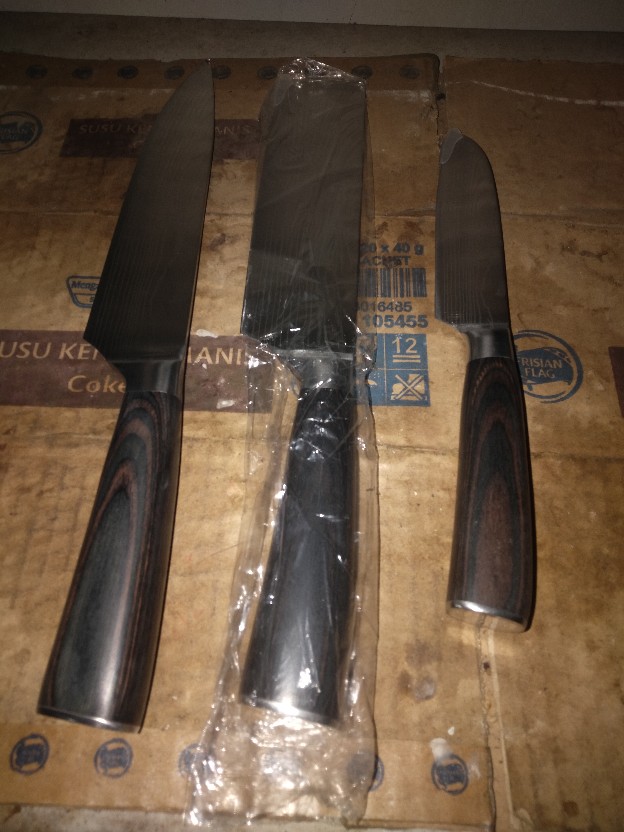 Pisau Dapur Santoku Knife Chef Damascus Pattern 5 Inch Santoku