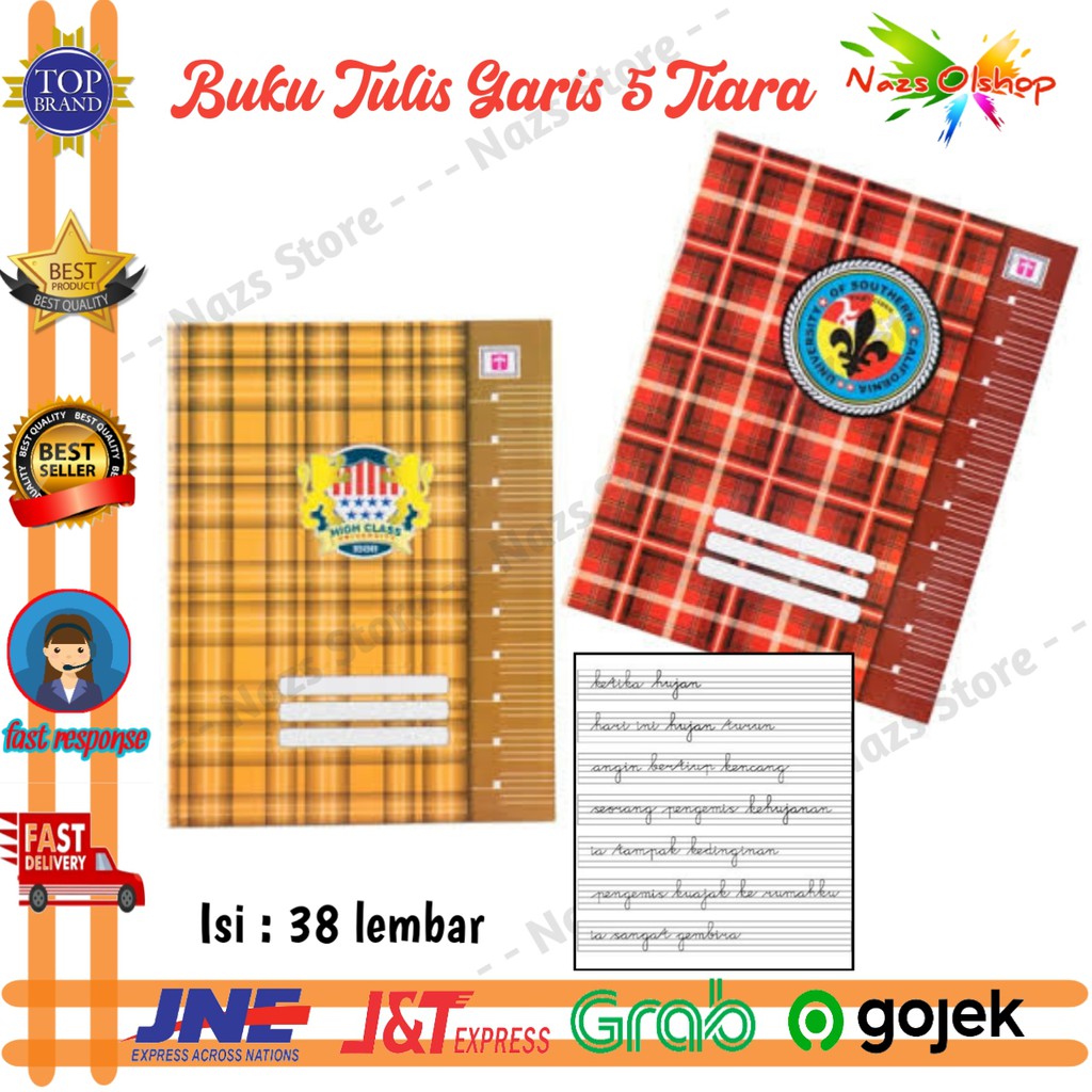 

Buku Tulis Halus Garis Lima merk Tiara isi 38 lembar