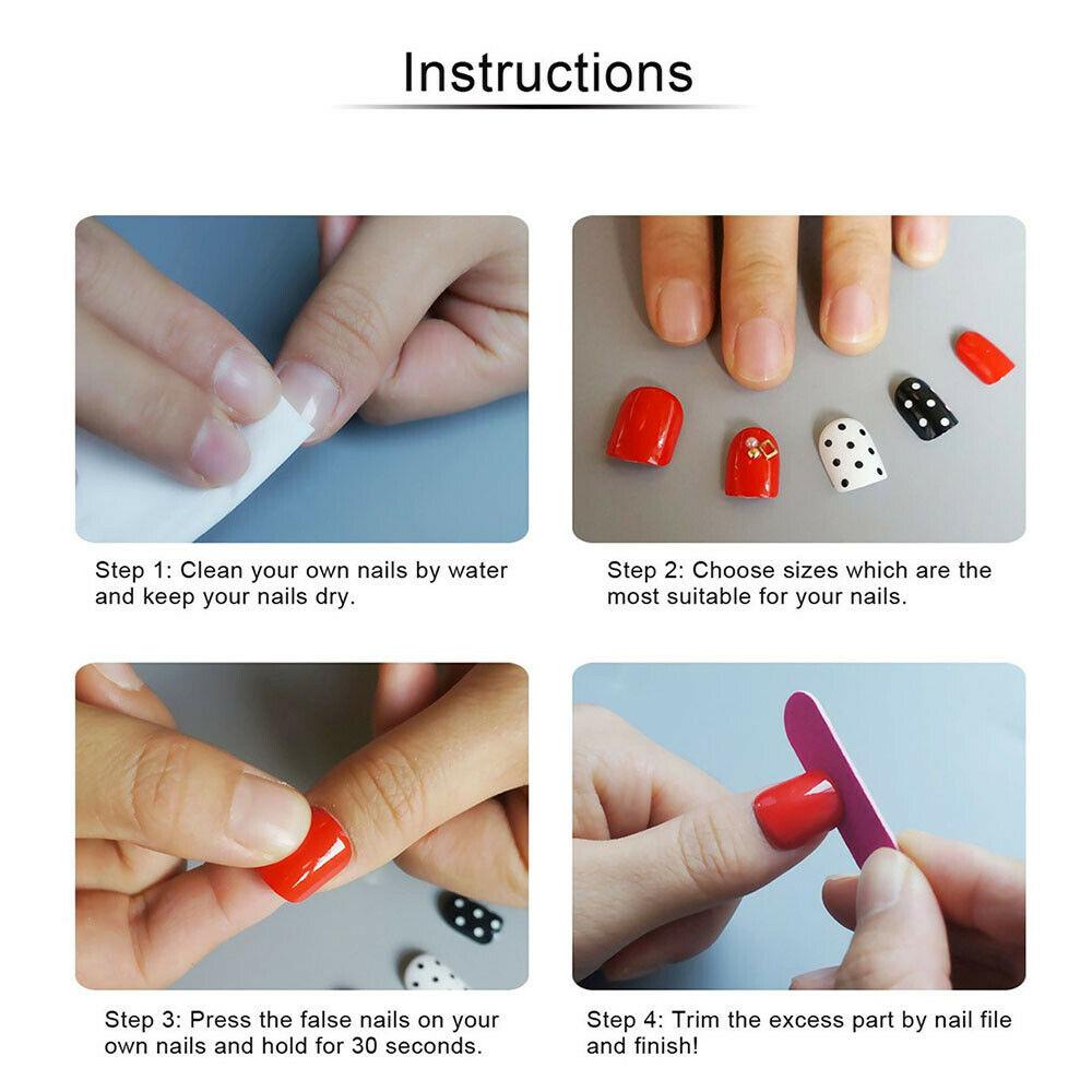 Agustina Anak Tips Kuku Palsu 24Pcs/box Lucu Tekan on Kuku Kartun Pendek DIY Nail Art