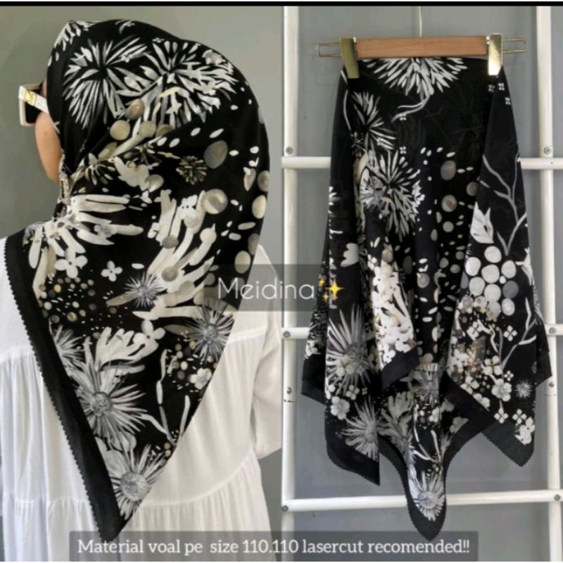 DEENAY KW HIJAB VOAL TERBARU MOTIF BUNGA