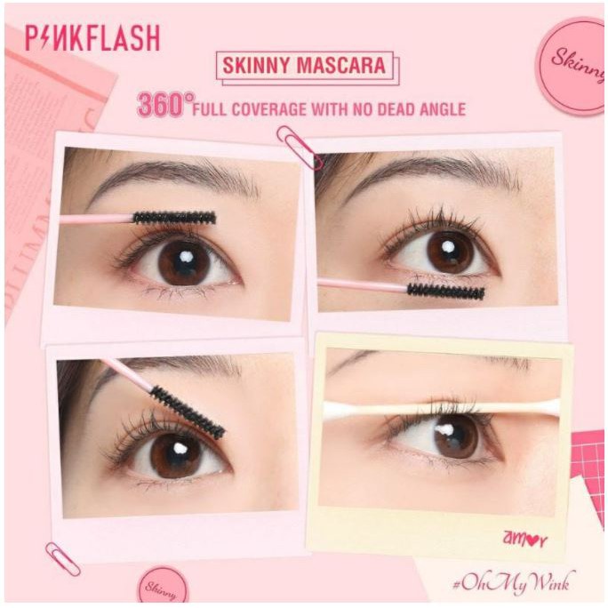 PINKFLASH Lengthening Waterproof Micro Brush Mascara Black Maskara Hitam PINK FLASH PF-E10 (VC)