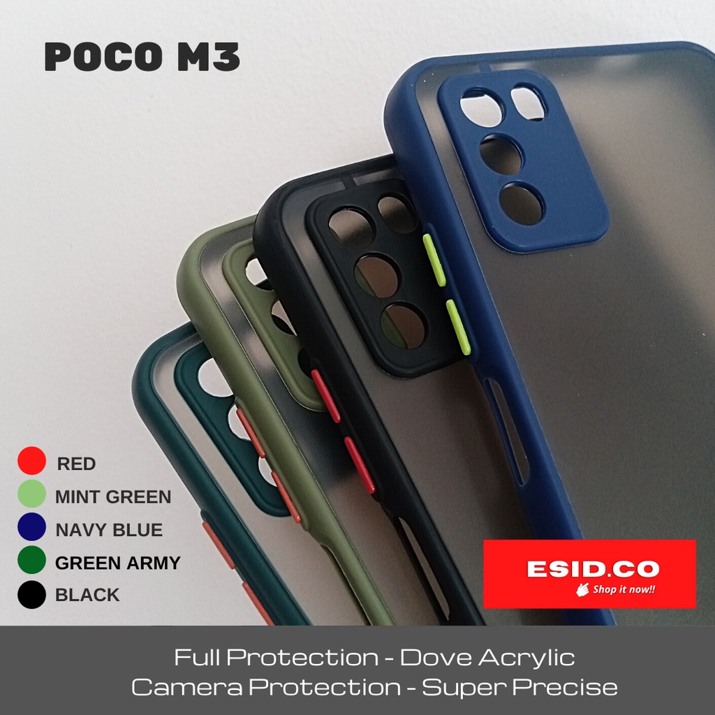 Bumper Case Poco M3 Akrilik Dove Matte + 360 Ring Camera Protection Best Seller Hits 2020