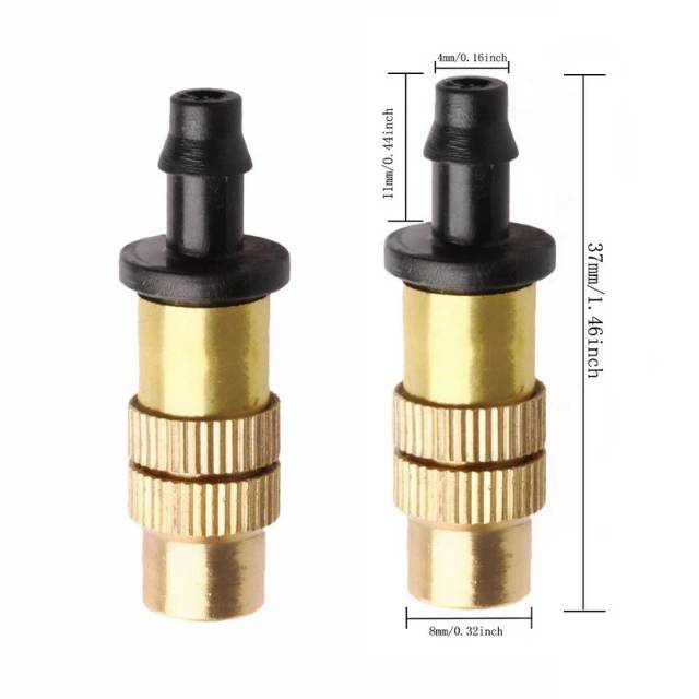 Adjustable Misting Nozzle Brass Water Sprinkle Spray Semprot Air kabut