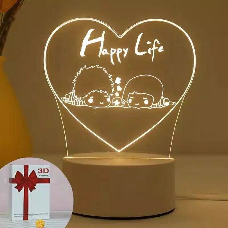 KADO UNIK HADIAH LAMPU TIDUR CUSTOM KPOP BTS BT21 EXO ULANG TAHUN GIFT PACAR DEKORASI KAMAR MINIMLIS-Love F7