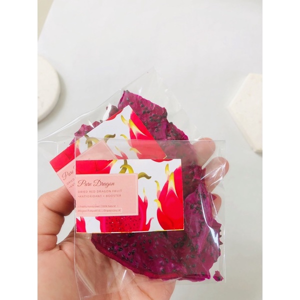 Organic&amp;Joy• Dried Red Dragon Fruit/Buah Naga Kering (tanpa gula,snack sehat,camilan anak)